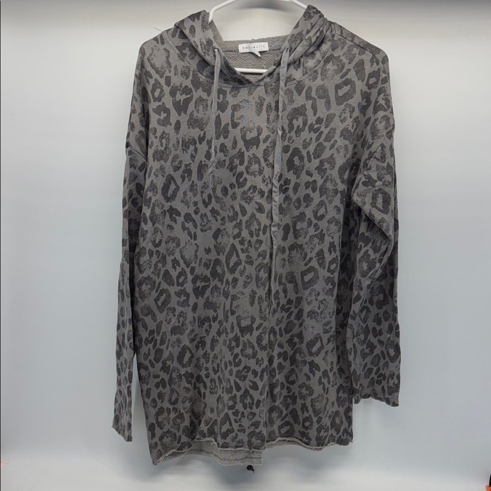 Socialite Charcoal Animal Print Hoodie‎